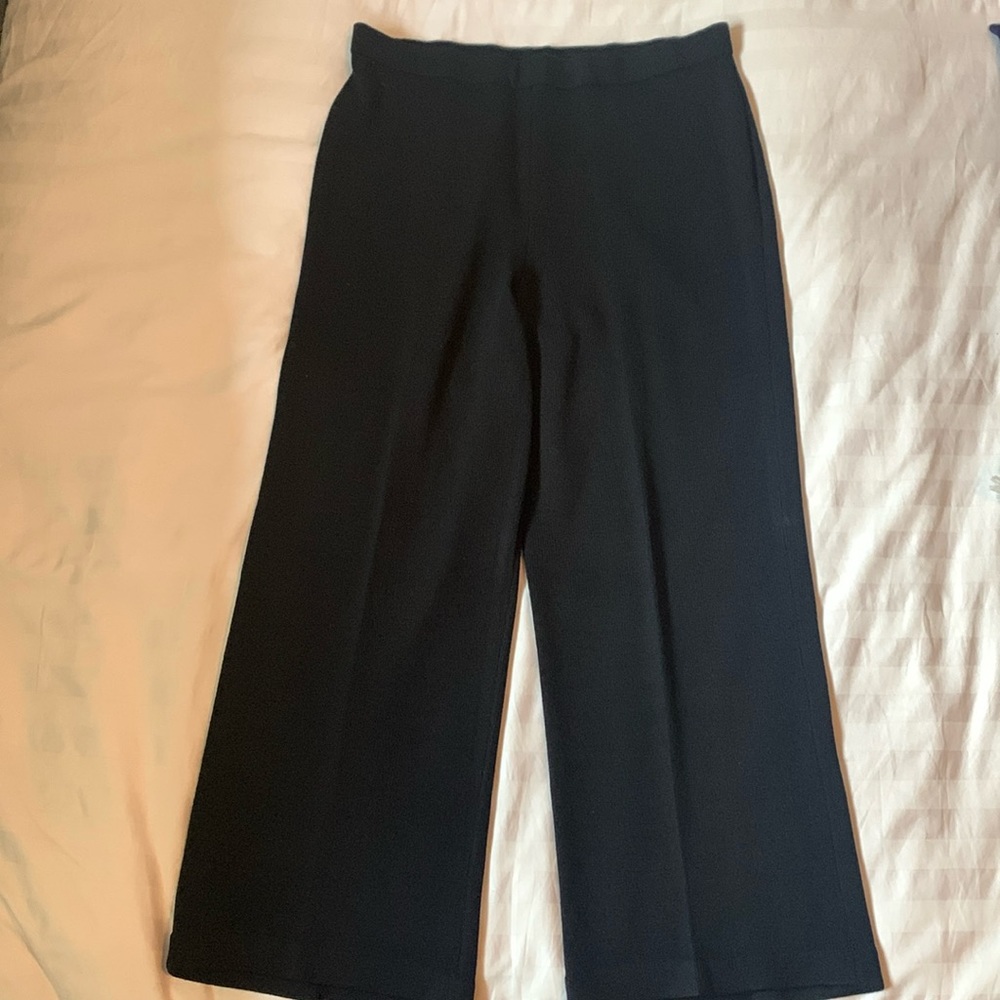 COPY - St. John generously cut heavy knit black pull on wide leg pants EUC